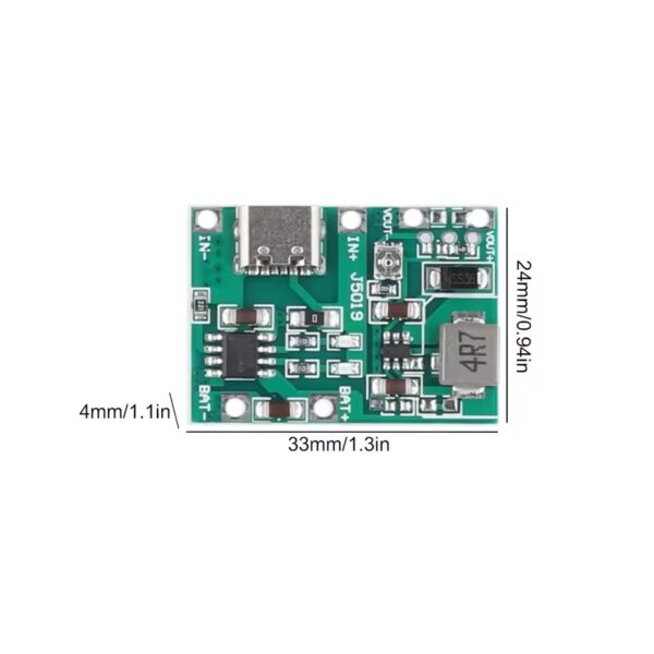 2A USB Li-ion Lader og Step-Up Modul for 18650 (med USB-C) - Bilde 2