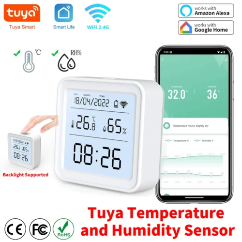 Tuya Smart WiFi Temperatur- og Fuktighetssensor med display – En Avansert og Presis Sensor for Ditt Smarte Hjem – Smart Life