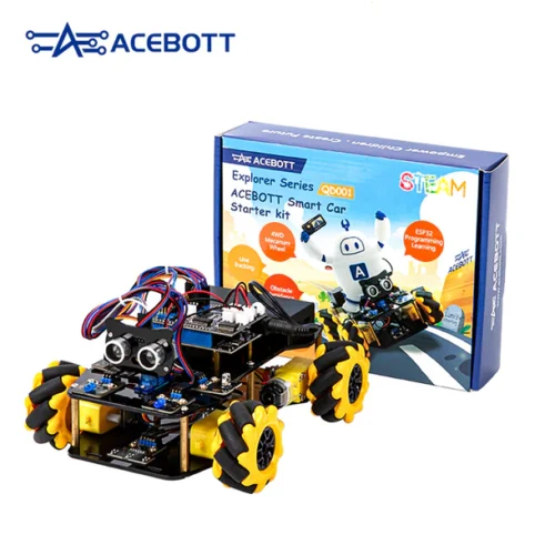 ACEBOTT ESP32 Smart Robotics Bil Startsett – Mecanum-hjul & Sensorstyring – Kompatibel med Arduino IDE