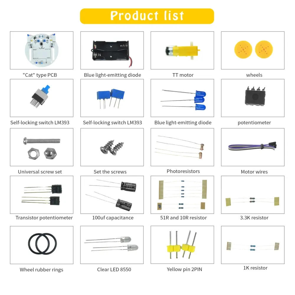 DIY Mini Cat Line Follower Tracking Robot byggesett - Bilde 5