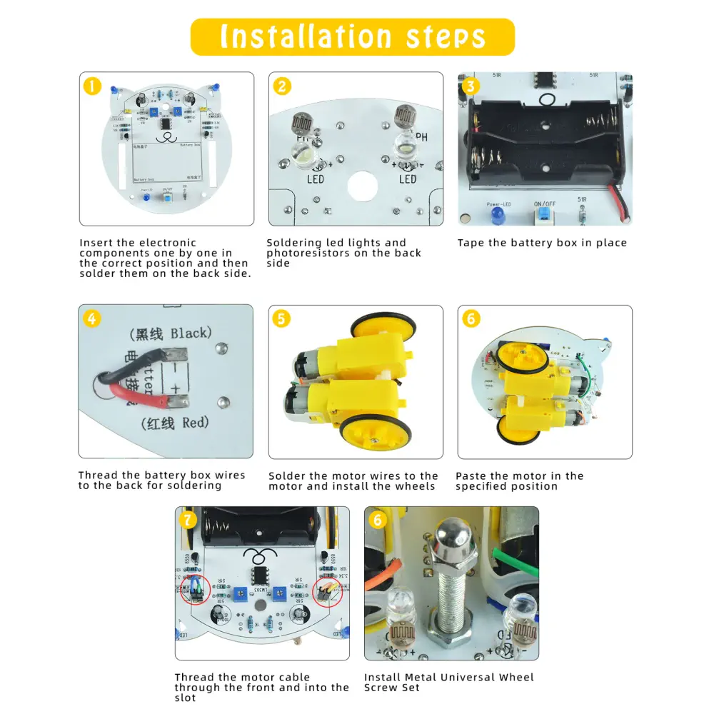 DIY Mini Cat Line Follower Tracking Robot byggesett - Bilde 6